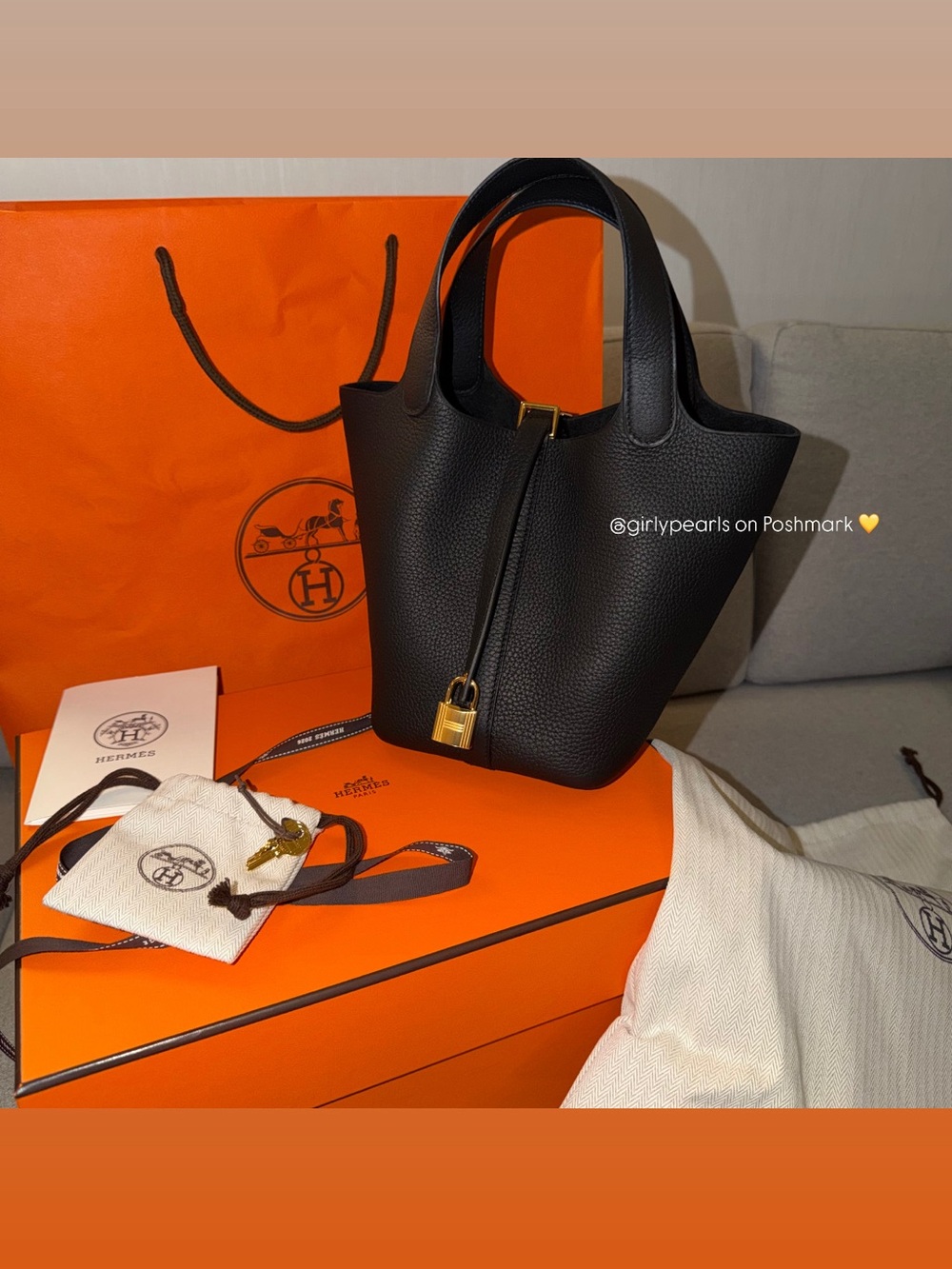 Hermès Picotin 18 Clemence Noir Gold Hardware
